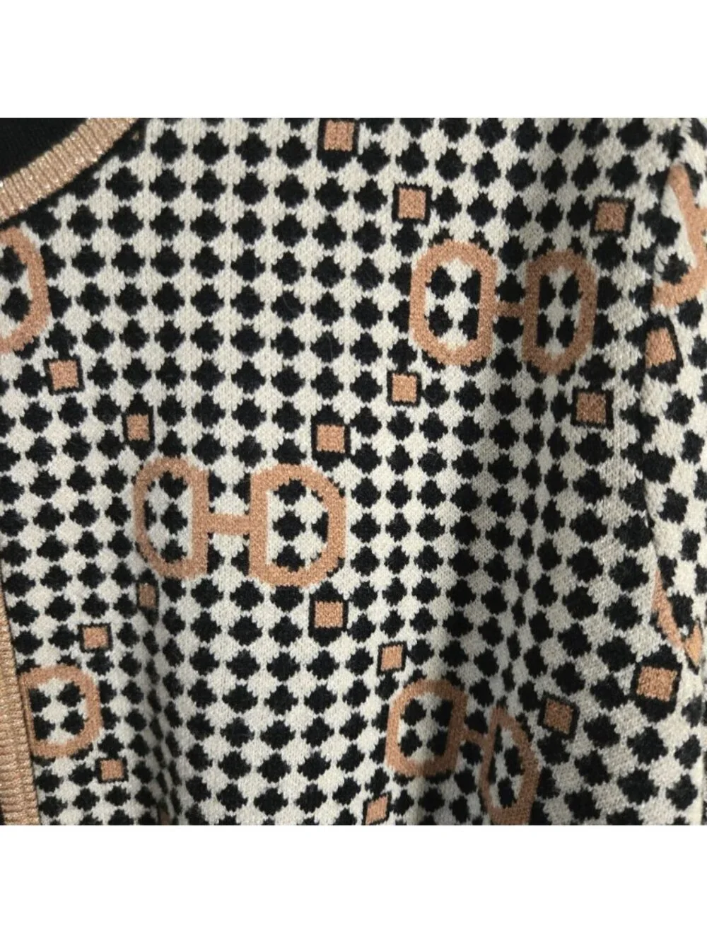 Anne Klein NWOT Long Sleeve Tipped Cardigan Lady Jacket Metallic Trim Size L